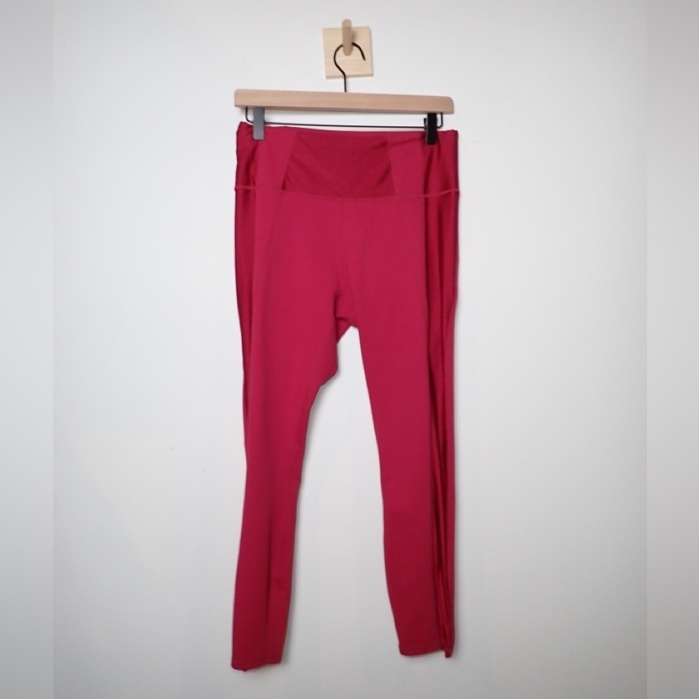Fabletics Women’s Powerhold Red Leggings with Satin Accents size M